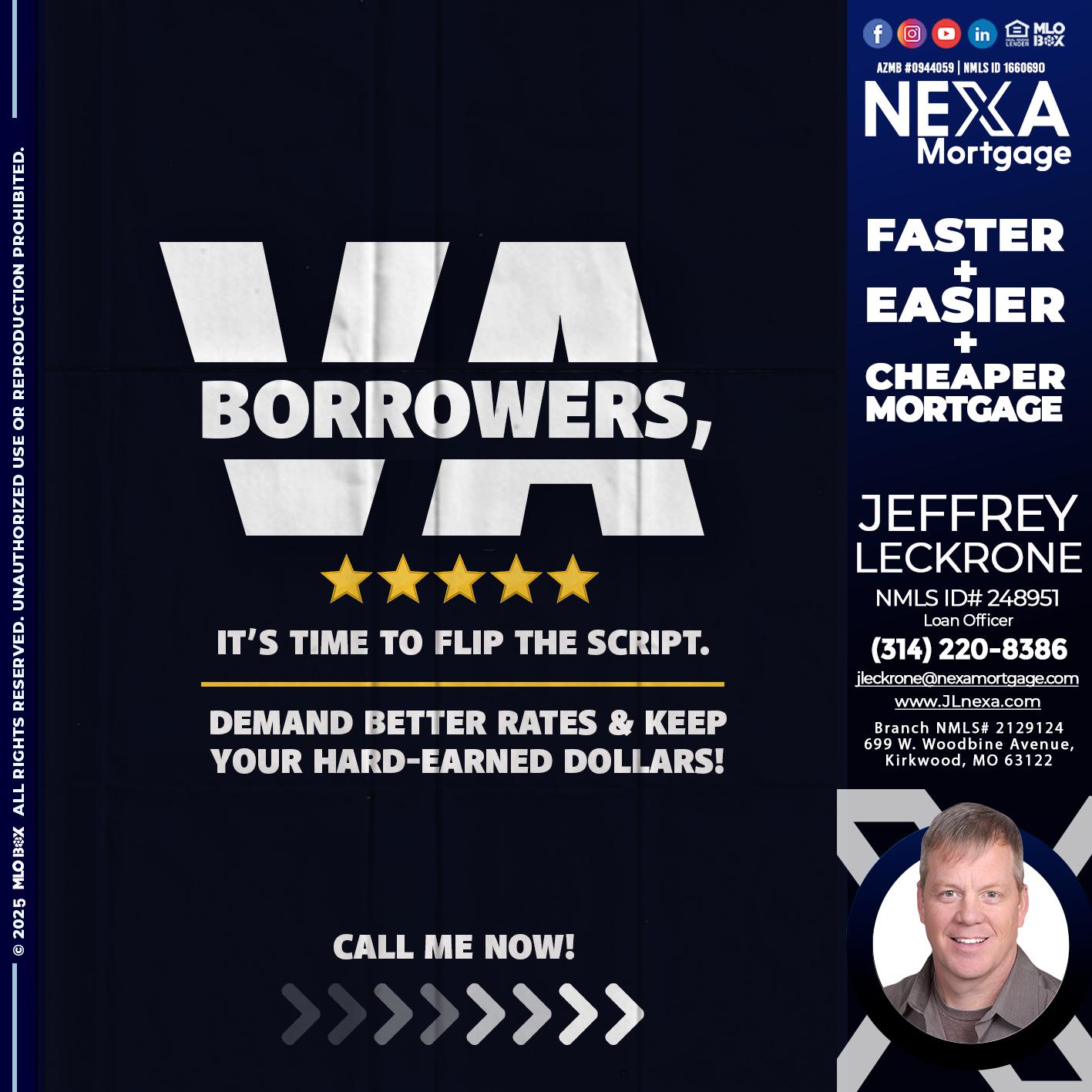 VA BORROWERS - Jeffrey Leckrone -Mortgage Loan Originator