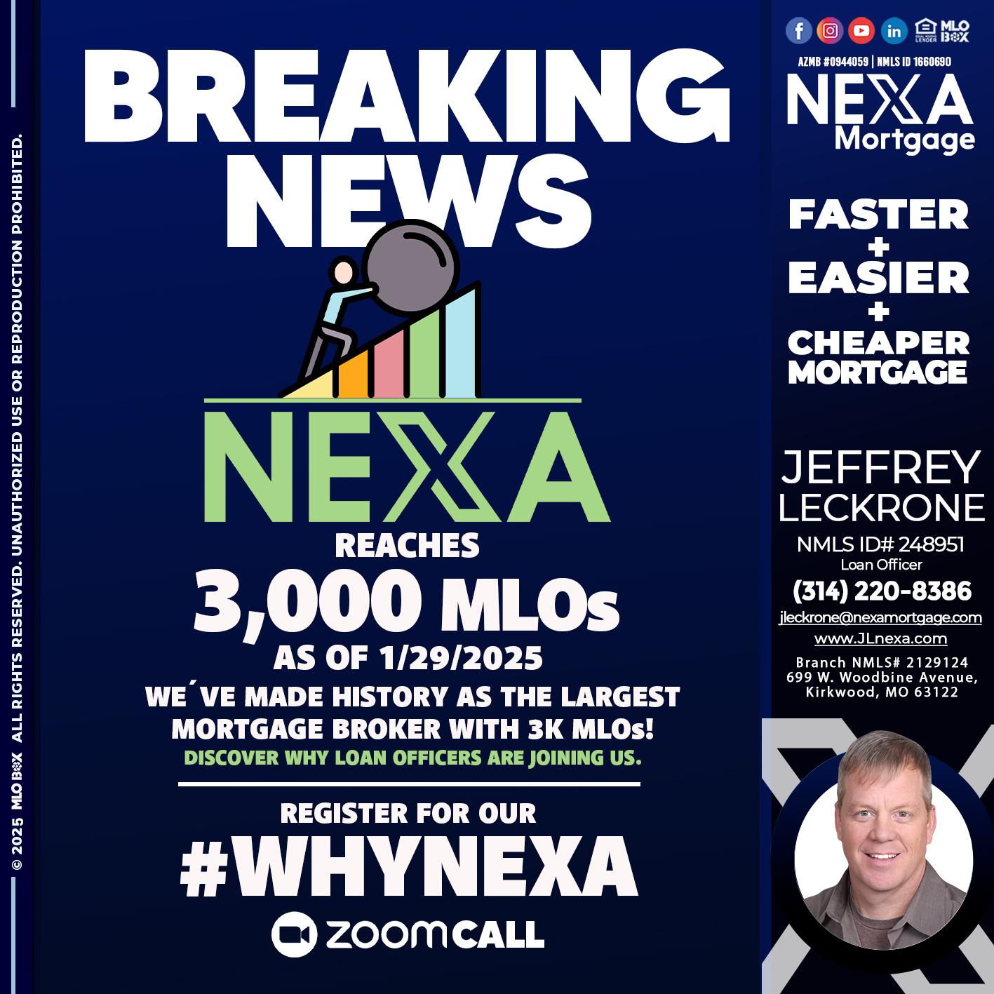 BREAKING NEWS - Jeffrey Leckrone -Mortgage Loan Originator