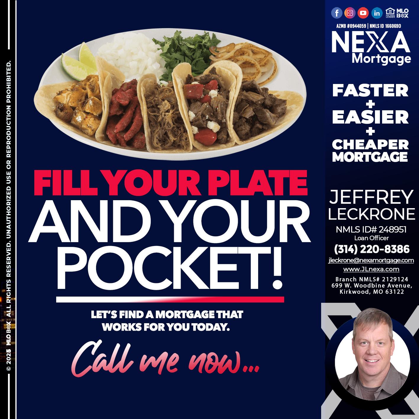 FILL YOUR PLATE - Jeffrey Leckrone -Mortgage Loan Originator