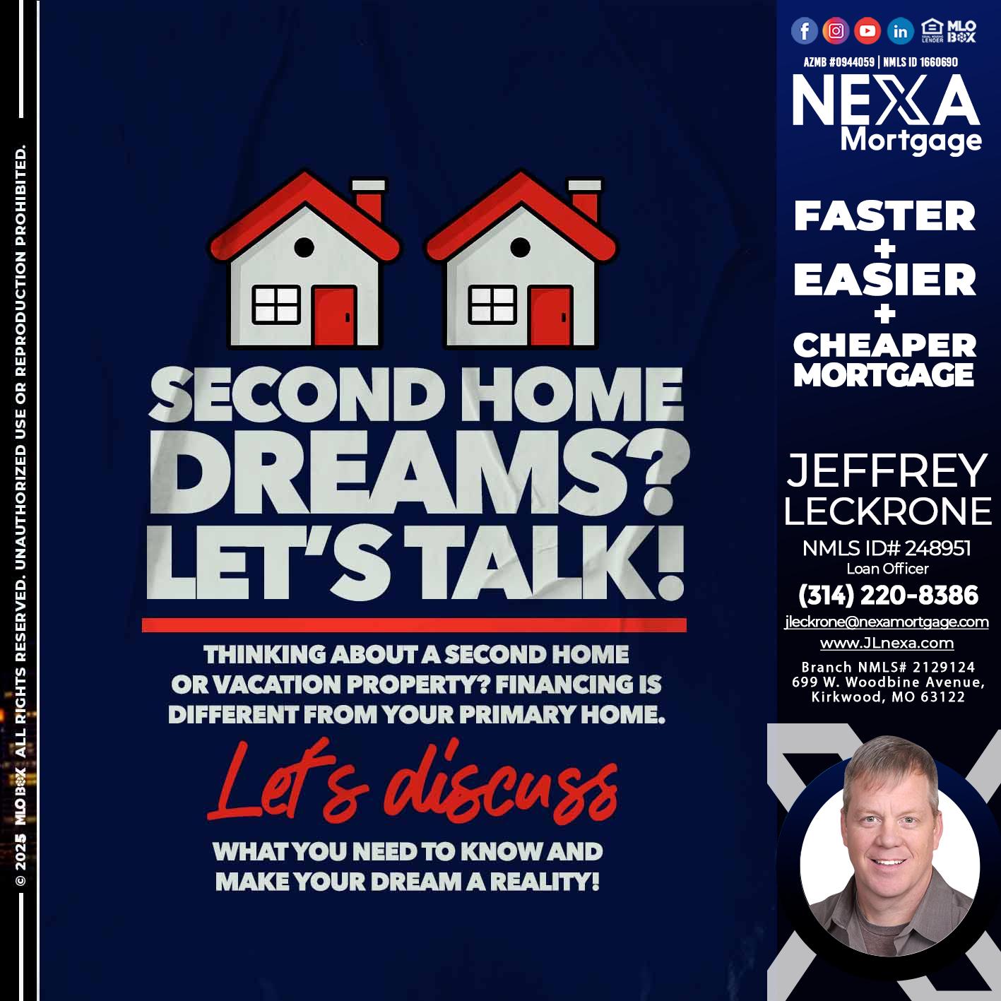 second home dreams? - Jeffrey Leckrone -Mortgage Loan Originator