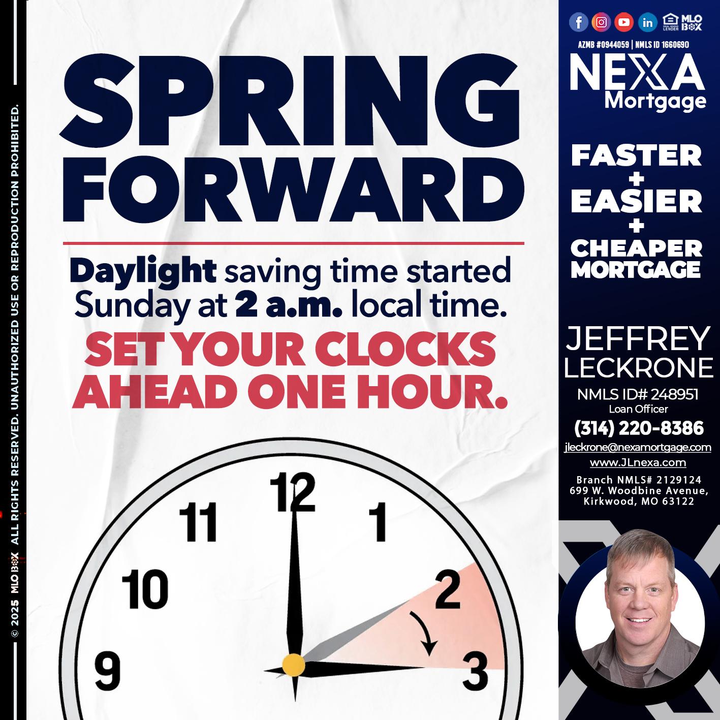 SPRING FORWARD - Jeffrey Leckrone -Mortgage Loan Originator