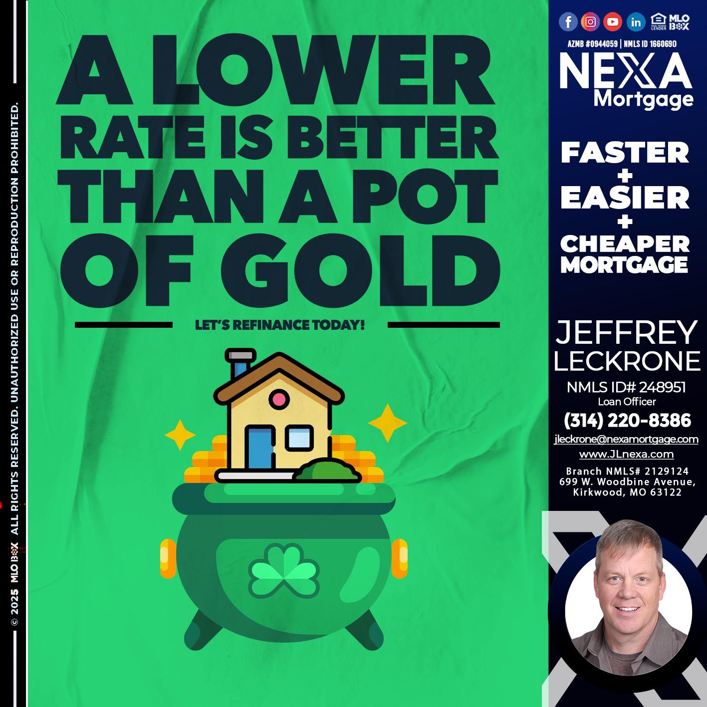 A LOWER RATE - Jeffrey Leckrone -Mortgage Loan Originator