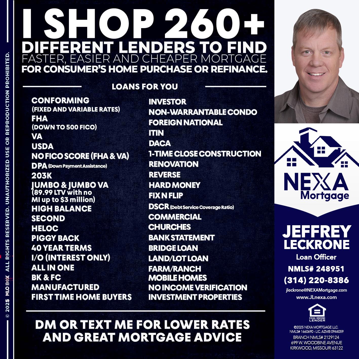 STOP RENTING - Jeffrey Leckrone -Mortgage Loan Originator