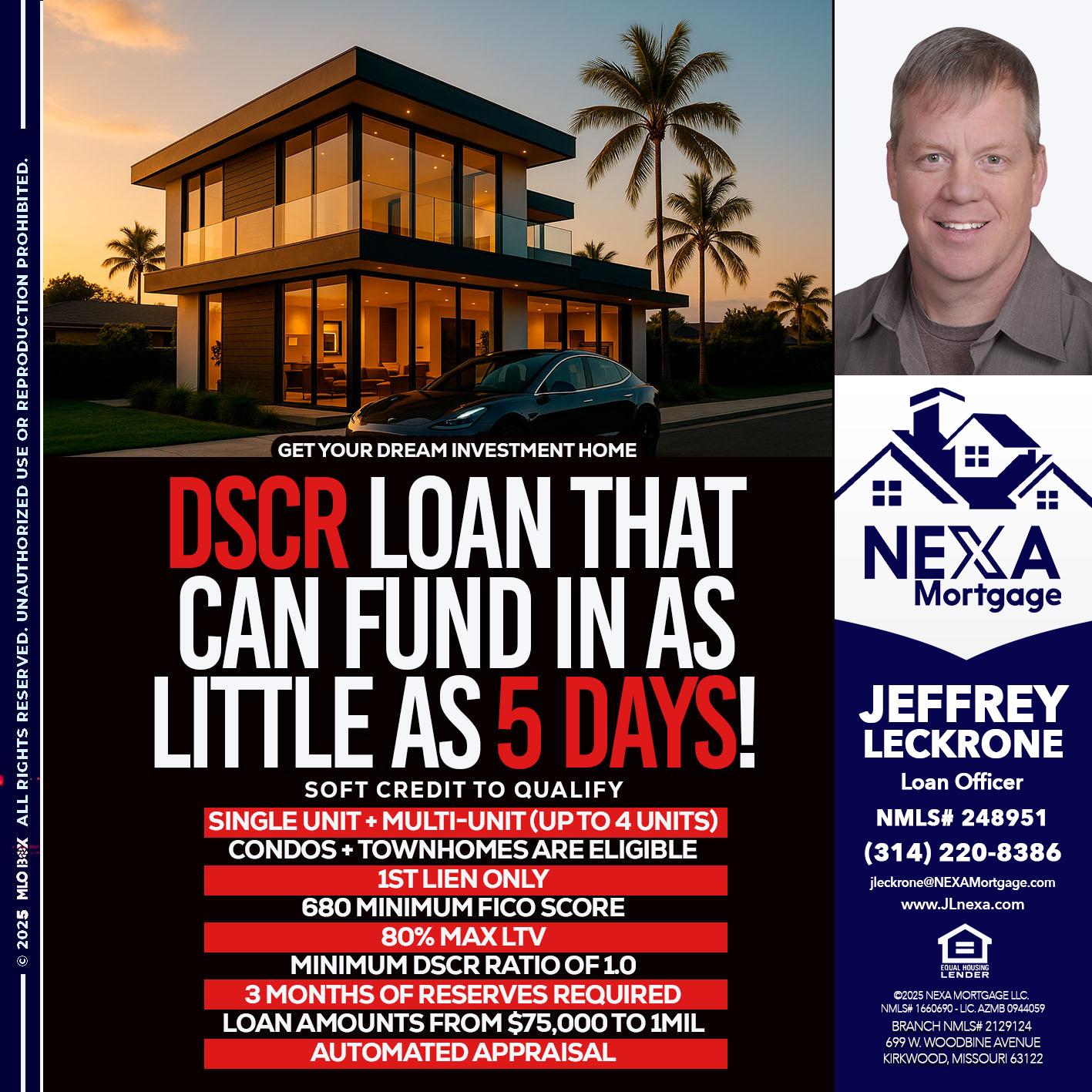 DSCR LOAN - Jeffrey Leckrone -Mortgage Loan Originator