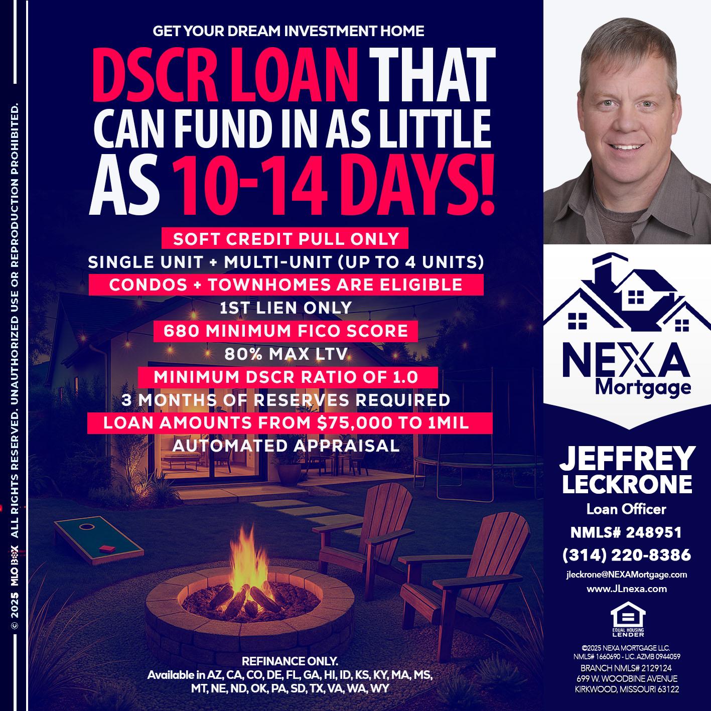 DSCR LOAN - Jeffrey Leckrone -Mortgage Loan Originator