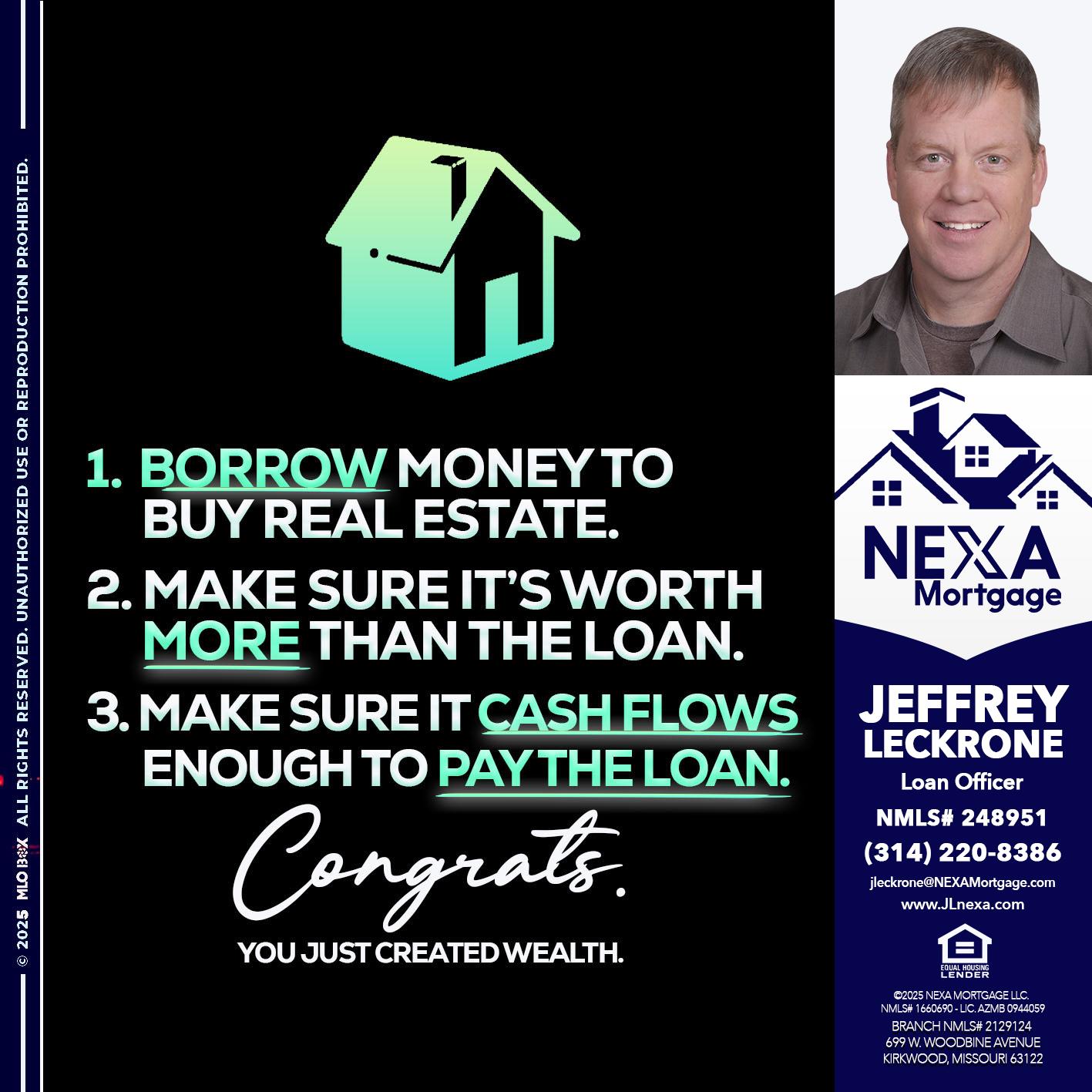 BORROW MONEY - Jeffrey Leckrone -Mortgage Loan Originator