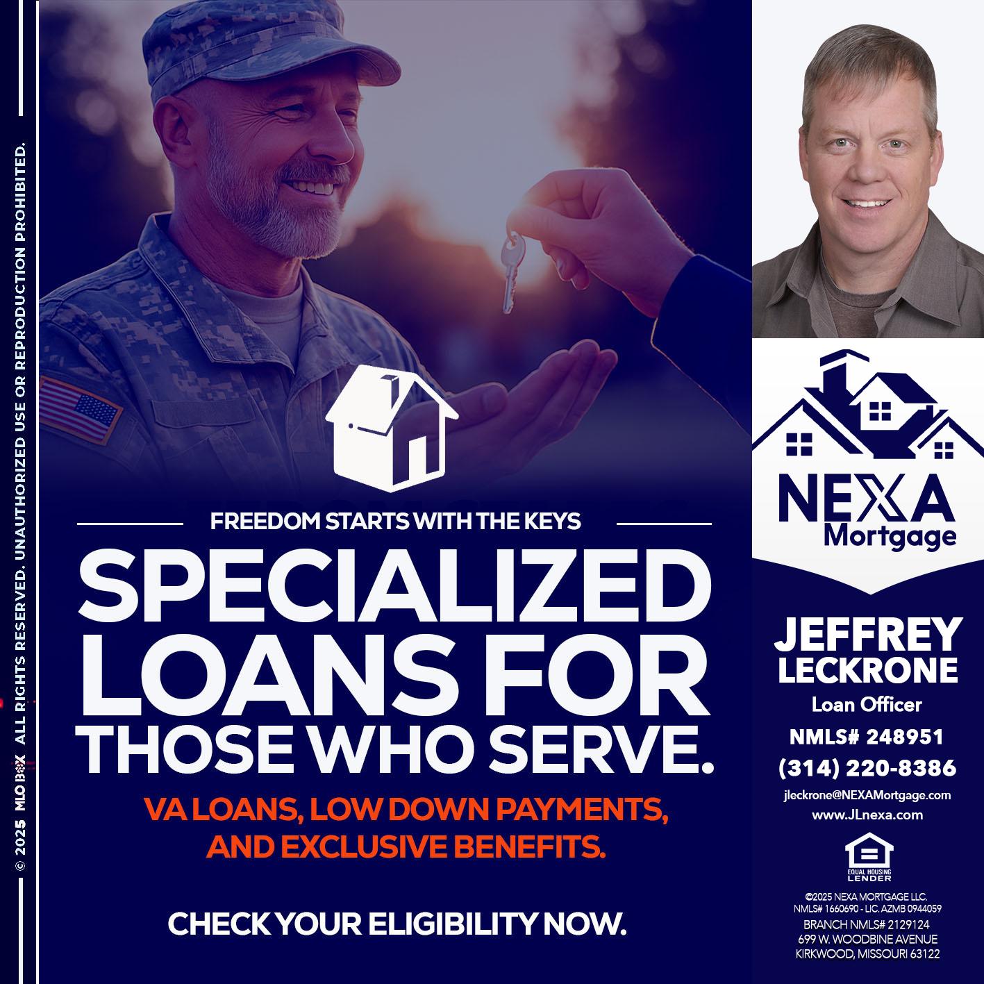SPECIALIZED LOANS - Jeffrey Leckrone -Mortgage Loan Originator