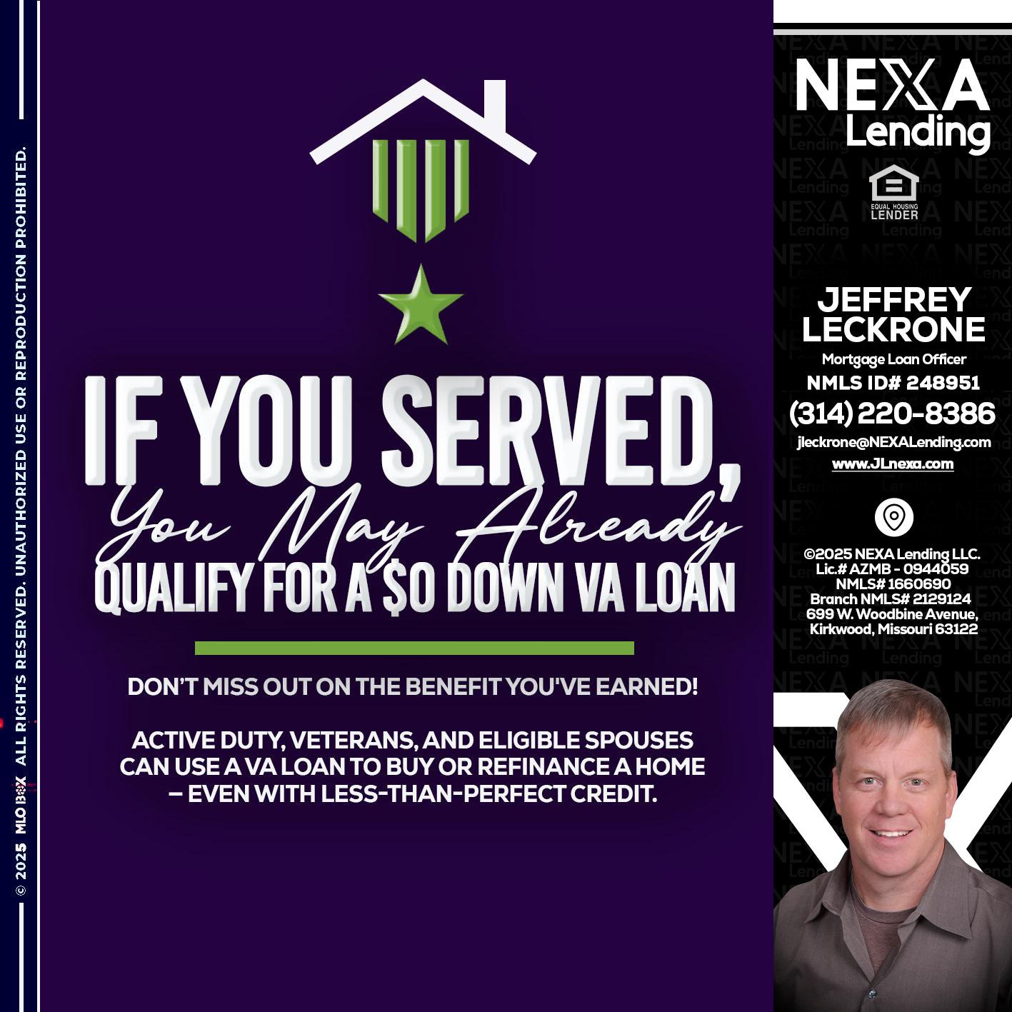 IF YOU SERVED - Jeffrey Leckrone -Mortgage Loan Originator