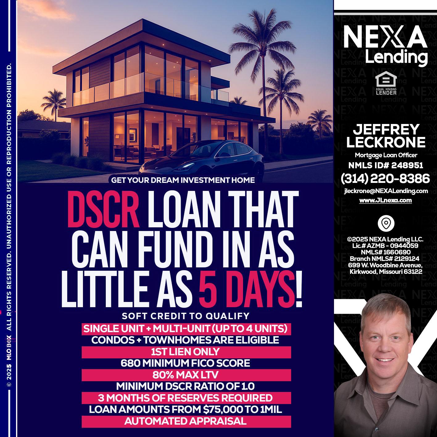 DSCR - Jeffrey Leckrone -Mortgage Loan Originator