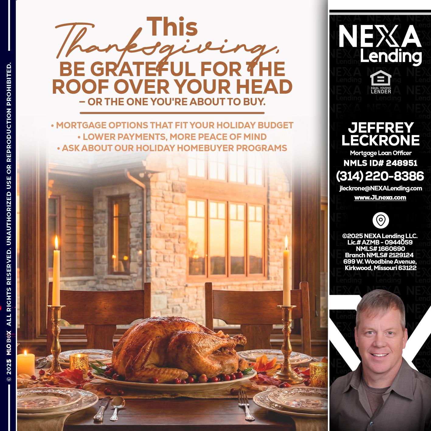 THIS THANKSGIVING - Jeffrey Leckrone -Mortgage Loan Originator