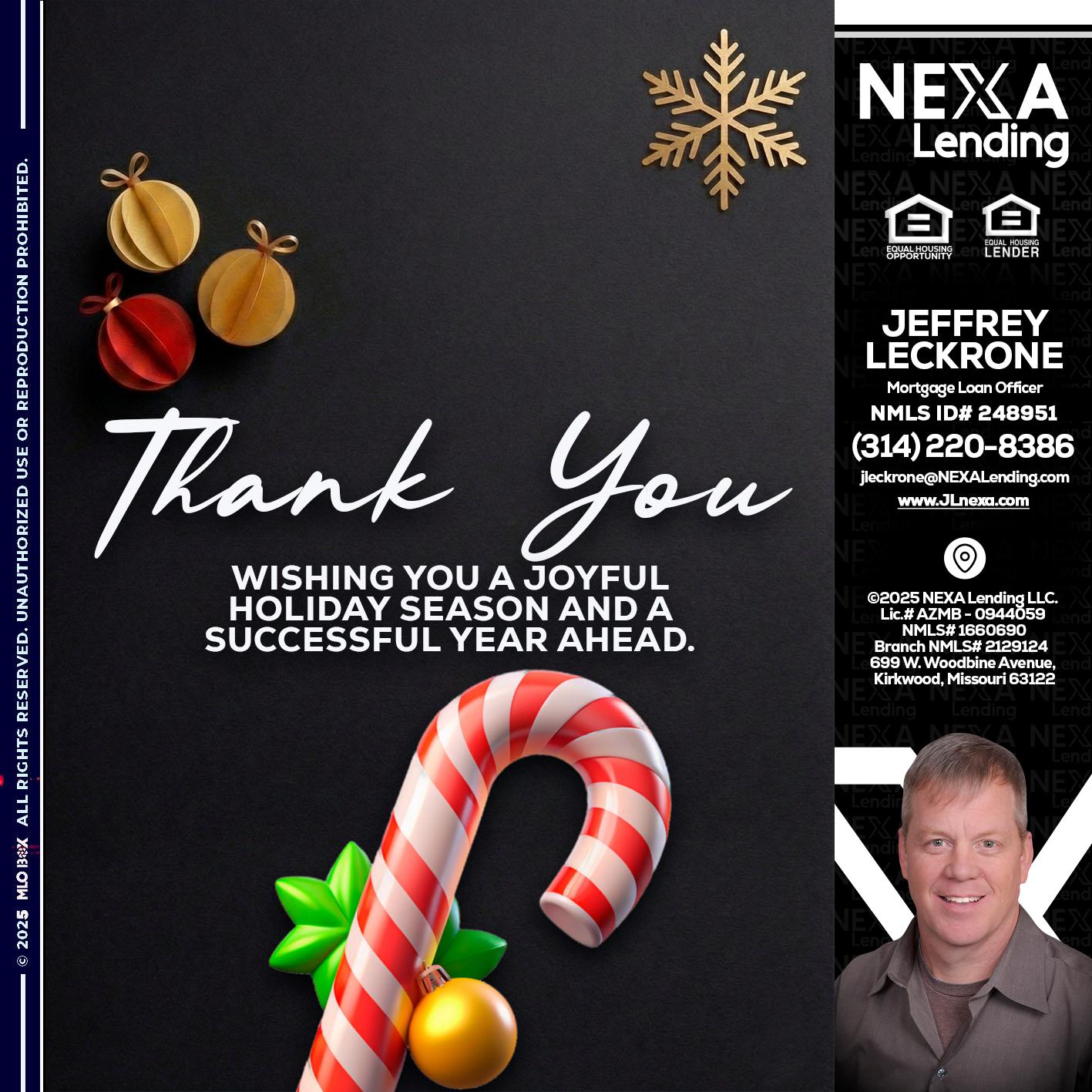 THANK YOU - Jeffrey Leckrone -Mortgage Loan Originator