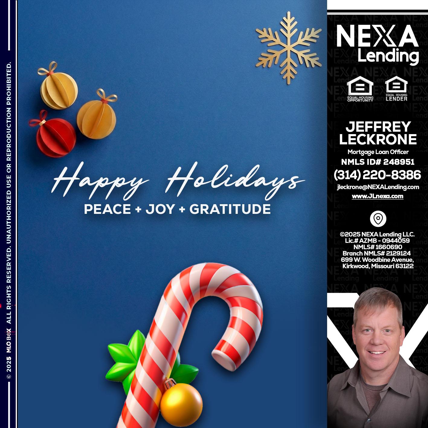 HAPPY HOLIDAYS - Jeffrey Leckrone -Mortgage Loan Originator