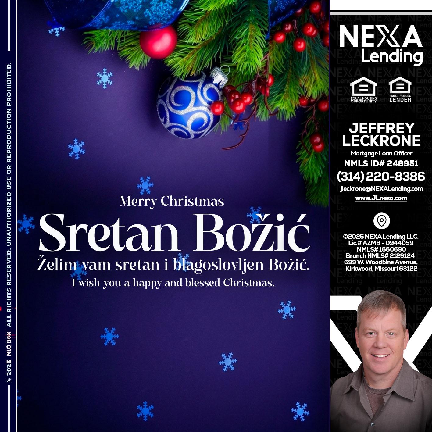 Sretan Božić - Jeffrey Leckrone -Mortgage Loan Originator