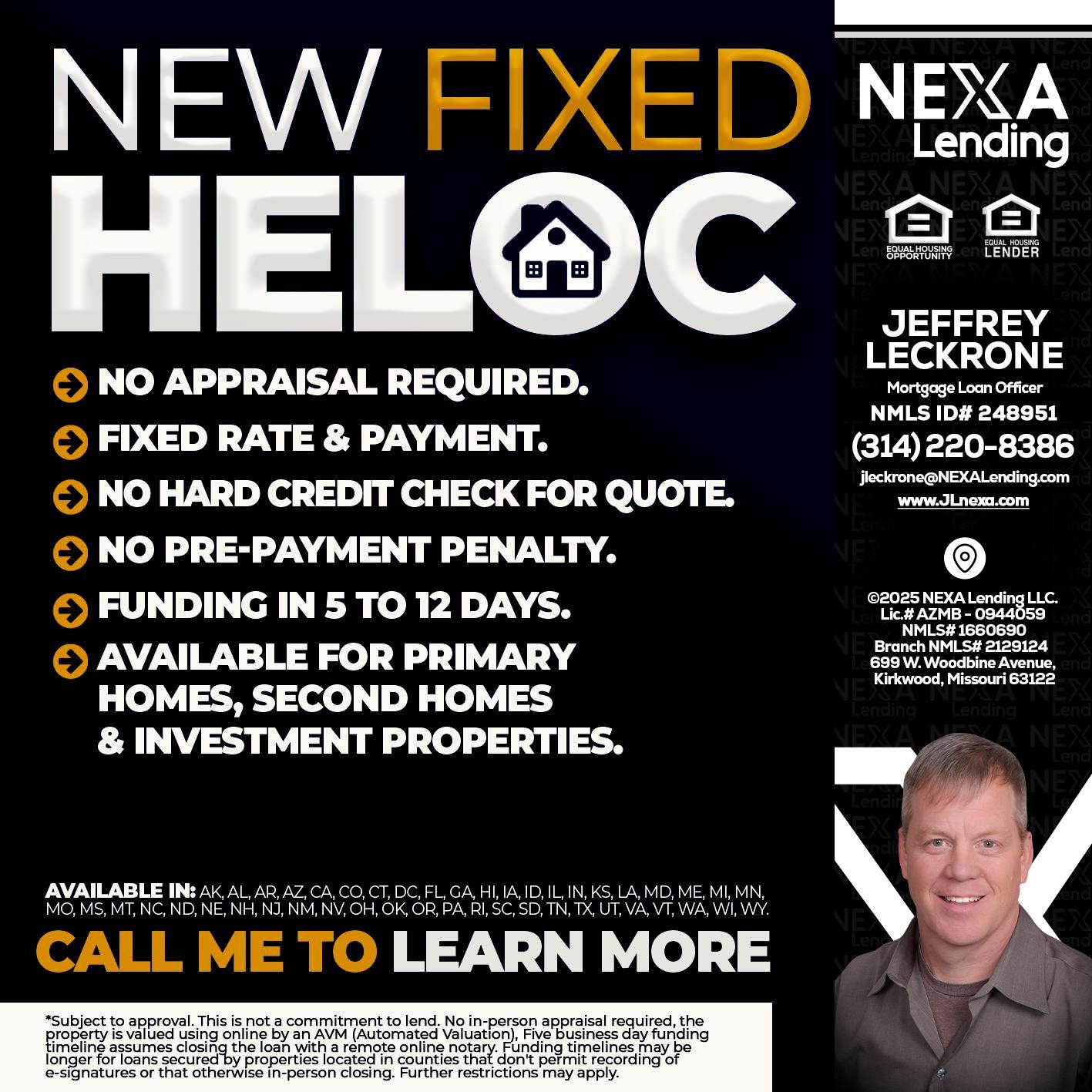 HELOC - Jeffrey Leckrone -Mortgage Loan Originator