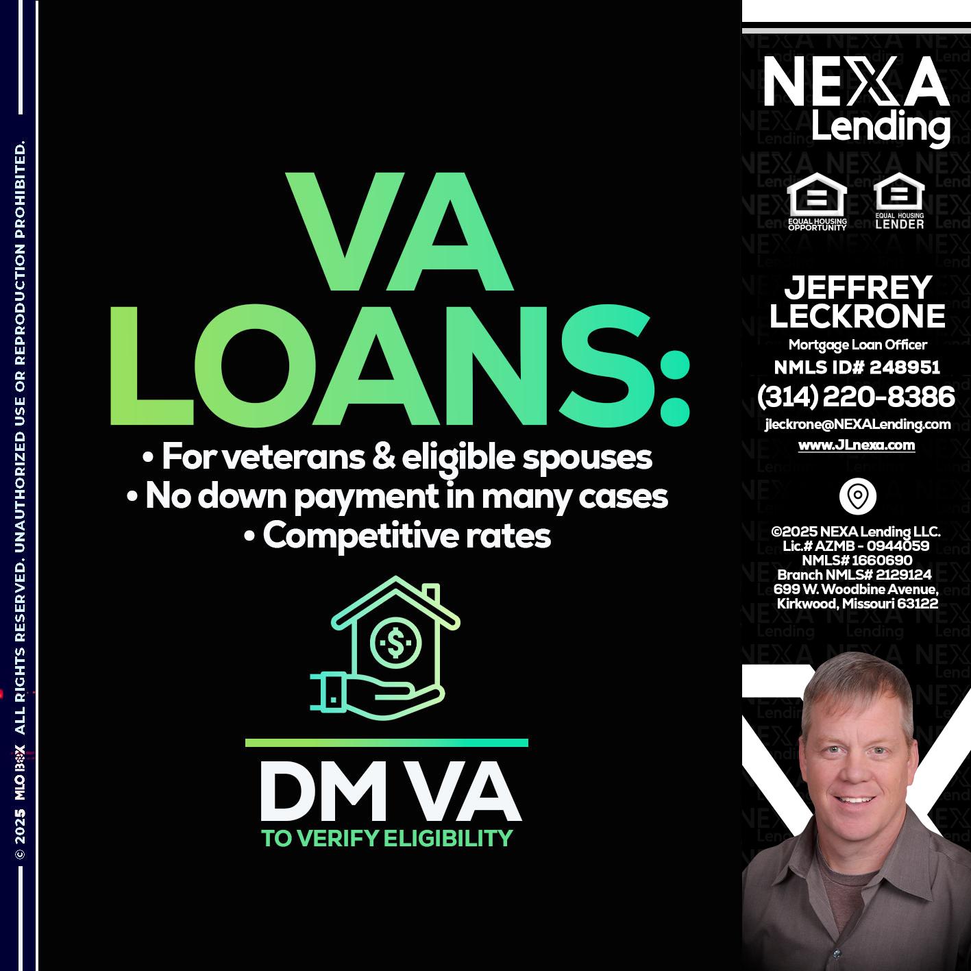 VA LOANS - Jeffrey Leckrone -Mortgage Loan Originator