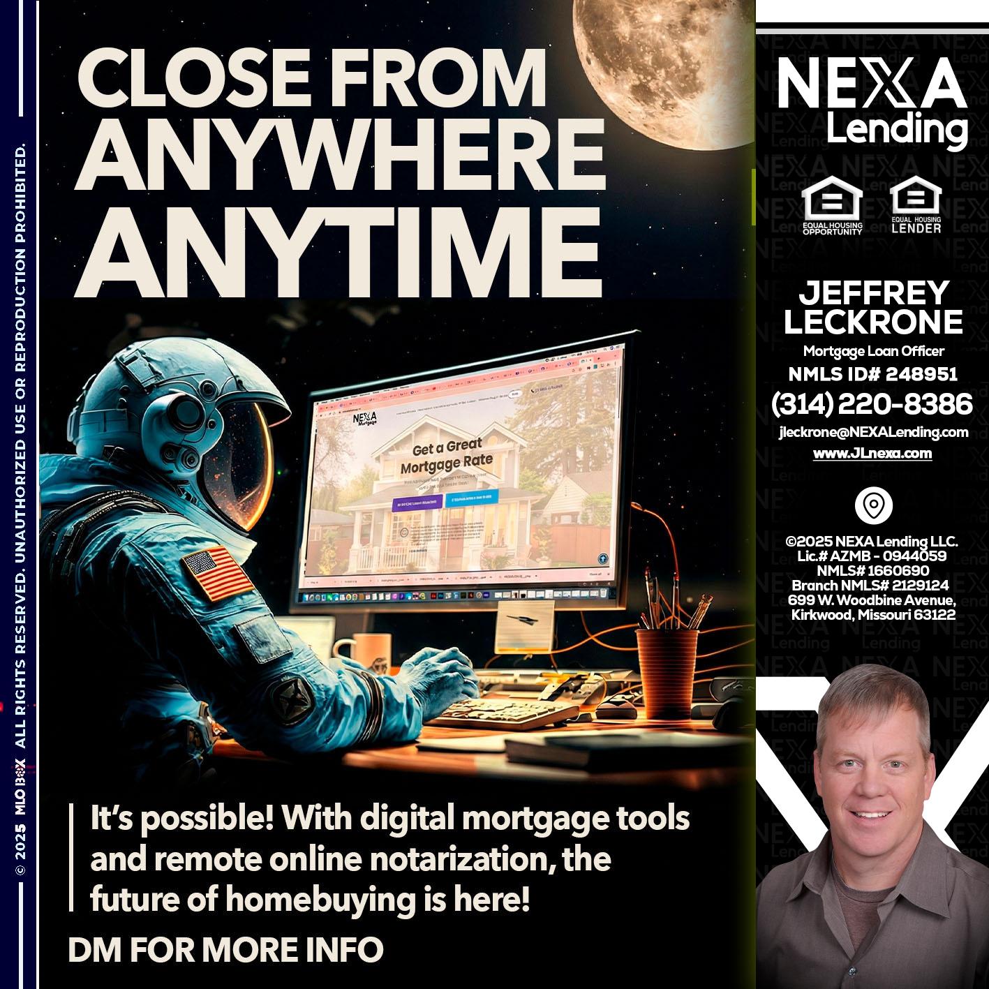 close from - Jeffrey Leckrone -Mortgage Loan Originator