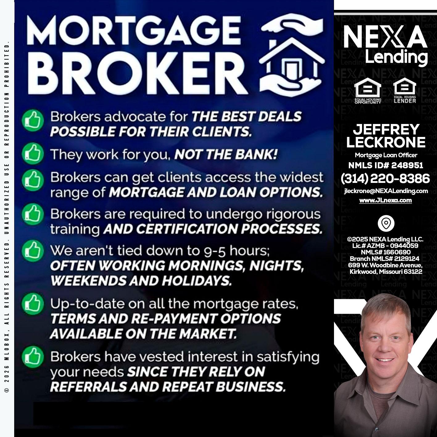 MORTGAGE BROKER - Jeffrey Leckrone -Mortgage Loan Originator