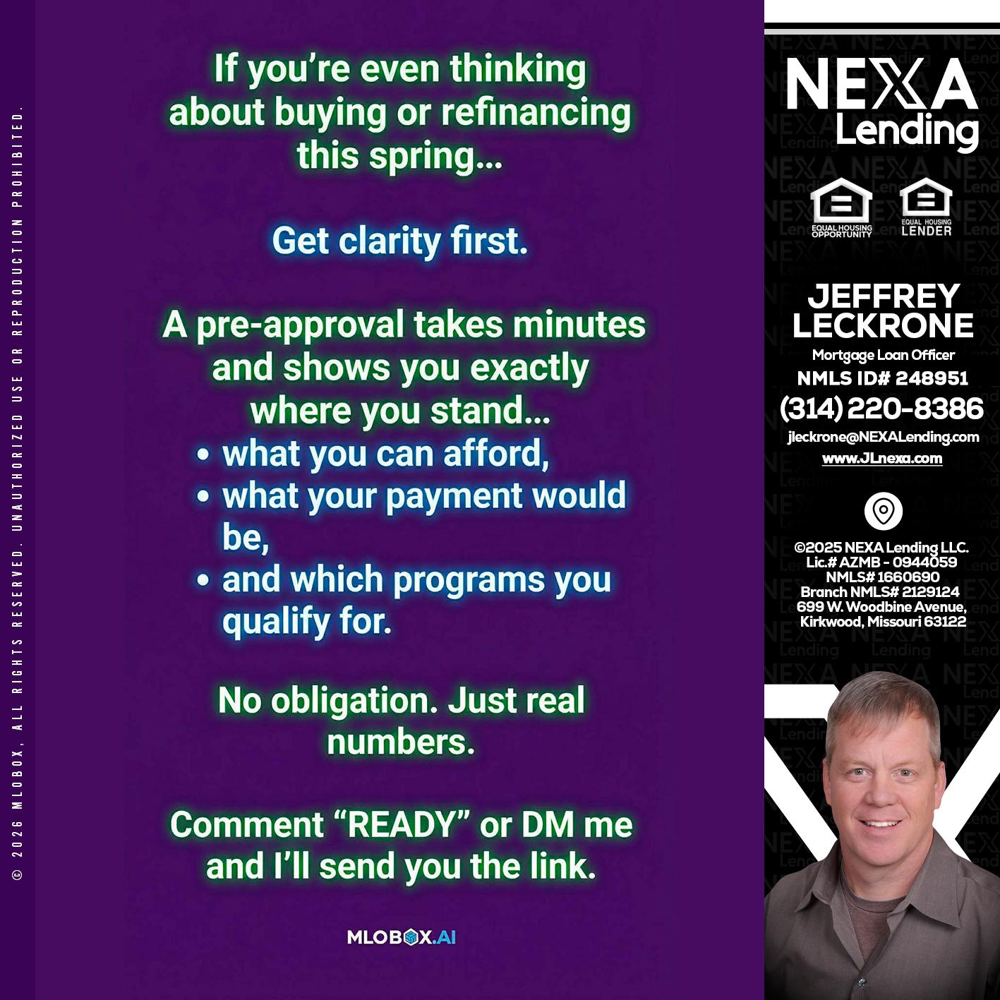 IF YOU THINKING - Jeffrey Leckrone -Mortgage Loan Originator