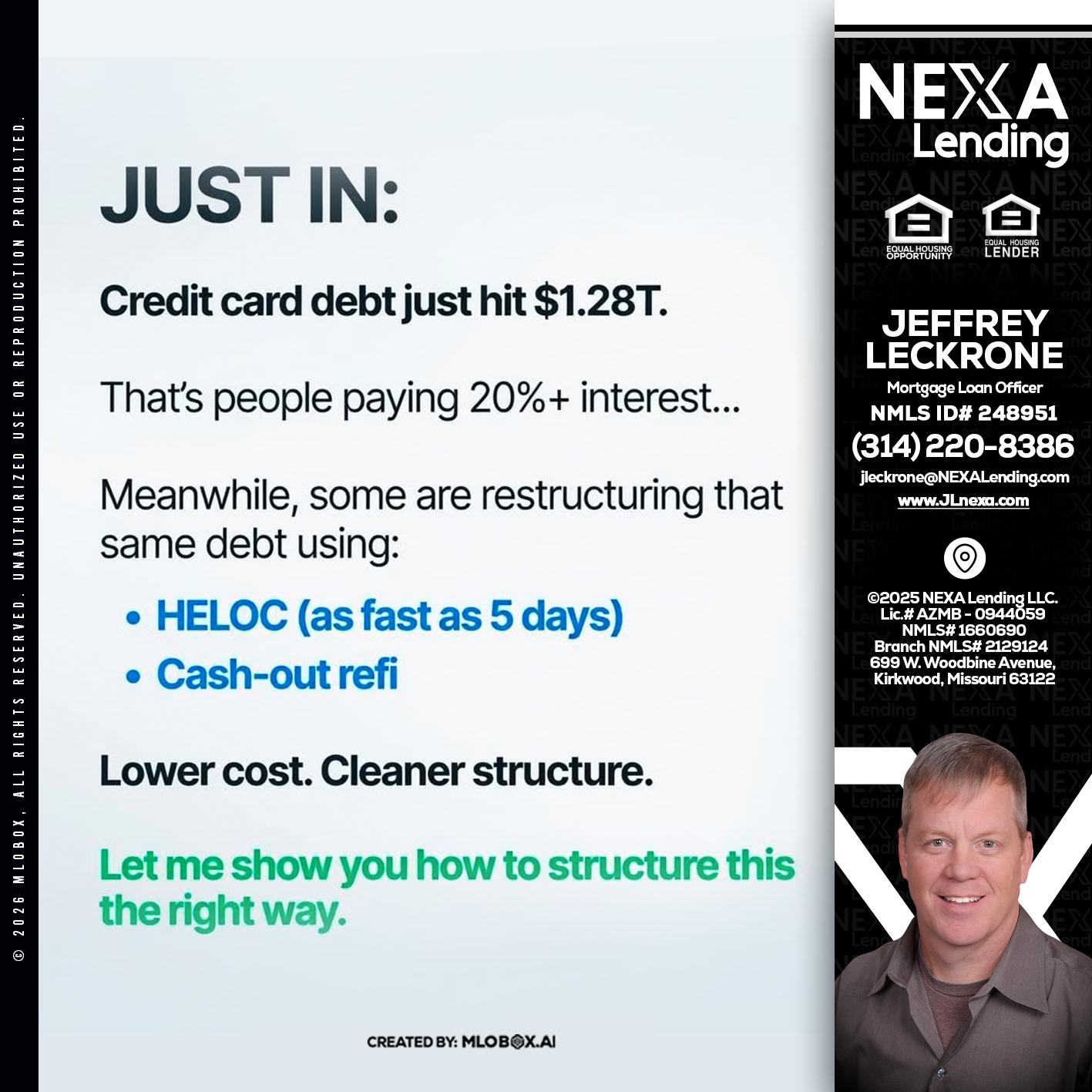 JUST IN - Jeffrey Leckrone -Mortgage Loan Originator