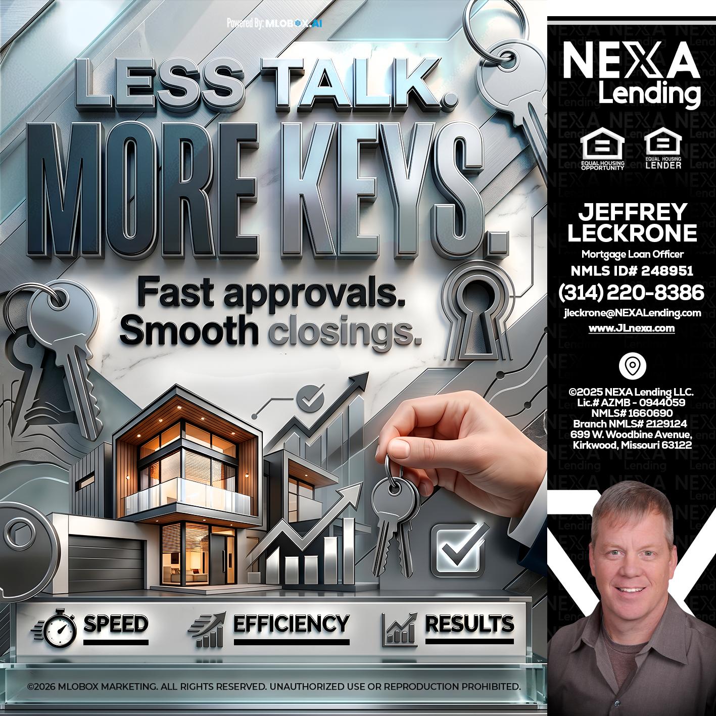 LESS TALK, MORE KEYS! - Jeffrey Leckrone -Mortgage Loan Originator