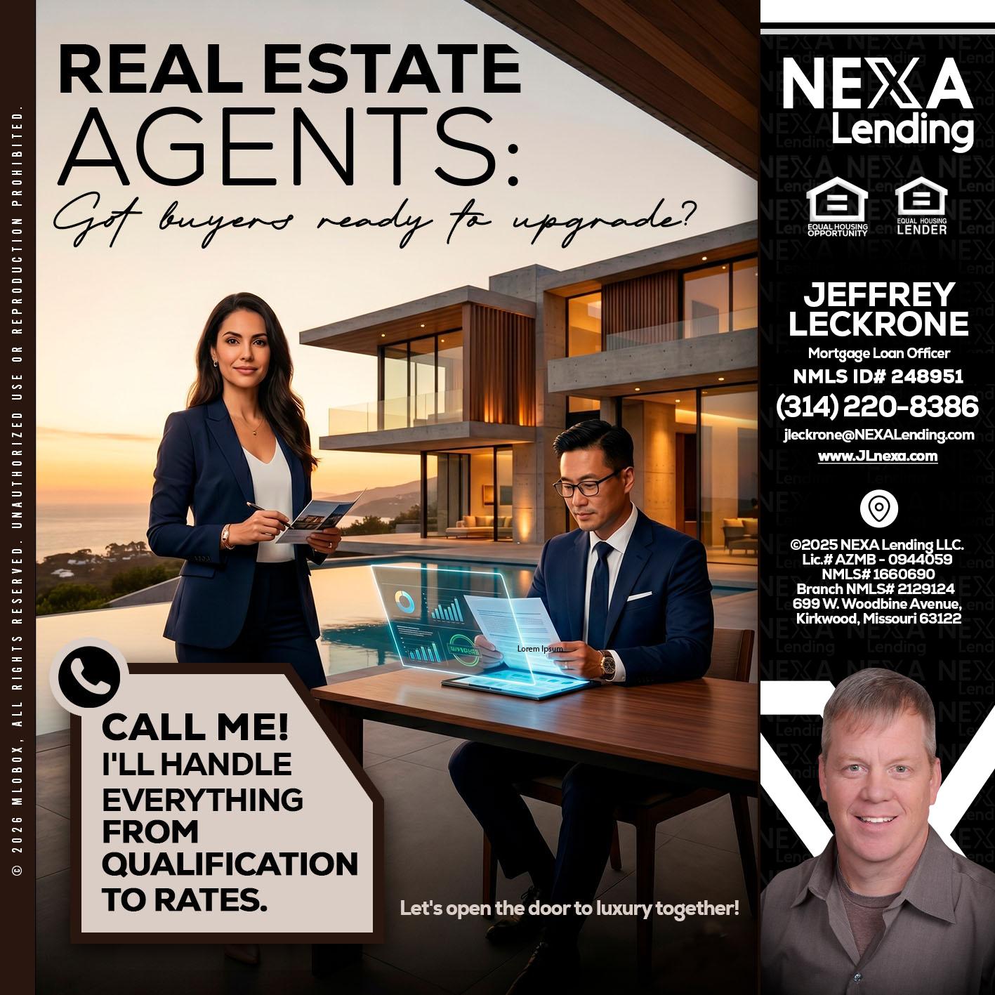 REAL ESTATE AGENTS - Jeffrey Leckrone -Mortgage Loan Originator