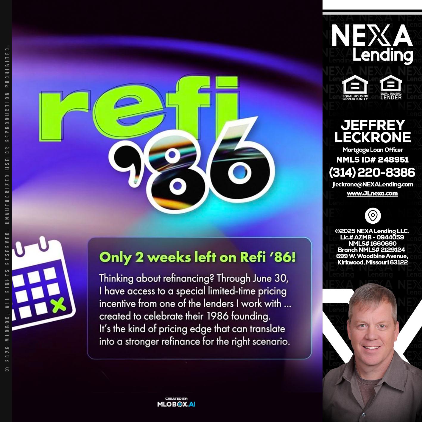 REFI 86 - Jeffrey Leckrone -Mortgage Loan Originator