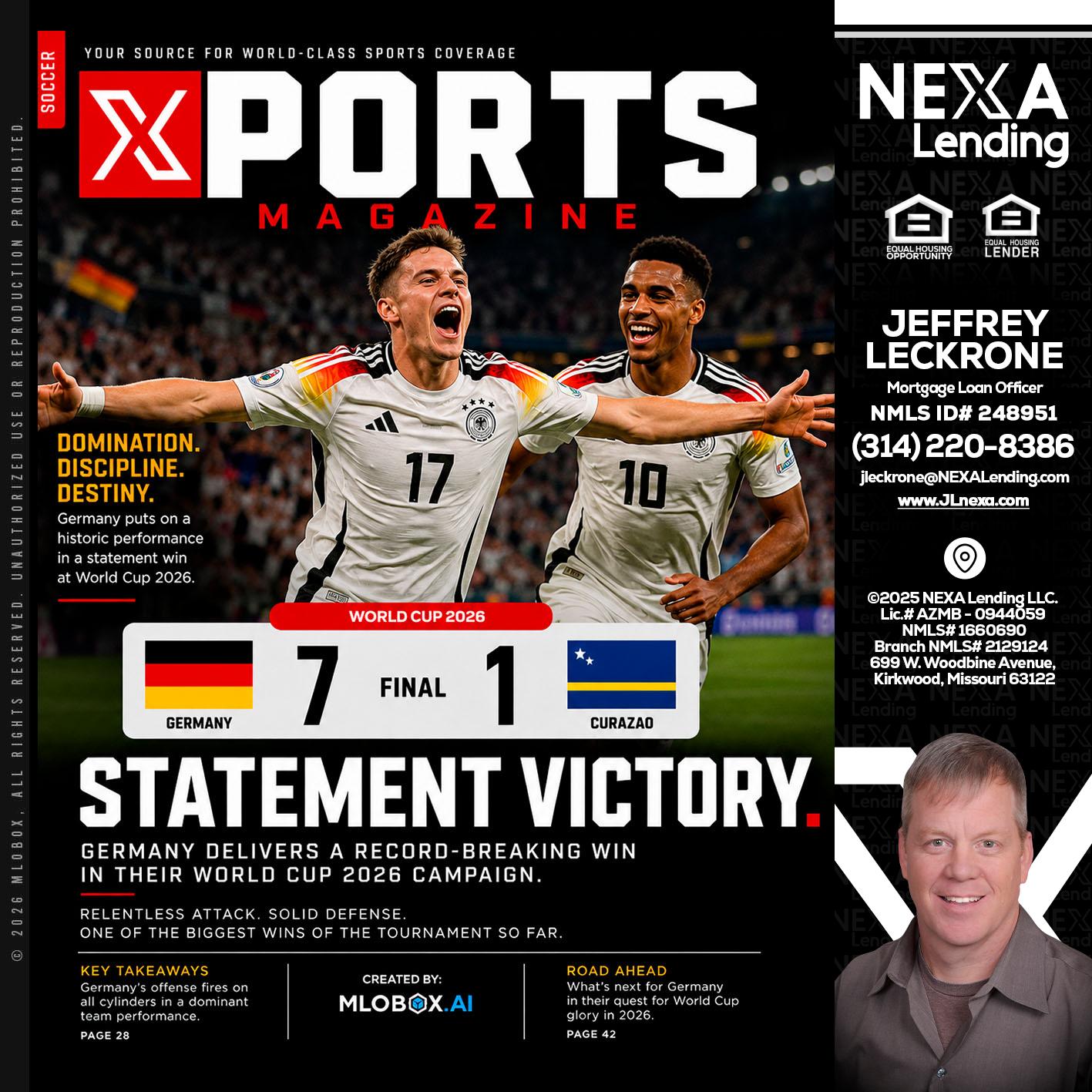 GERMANY VS CURASSAO (7-1) - Jeffrey Leckrone -Mortgage Loan Originator