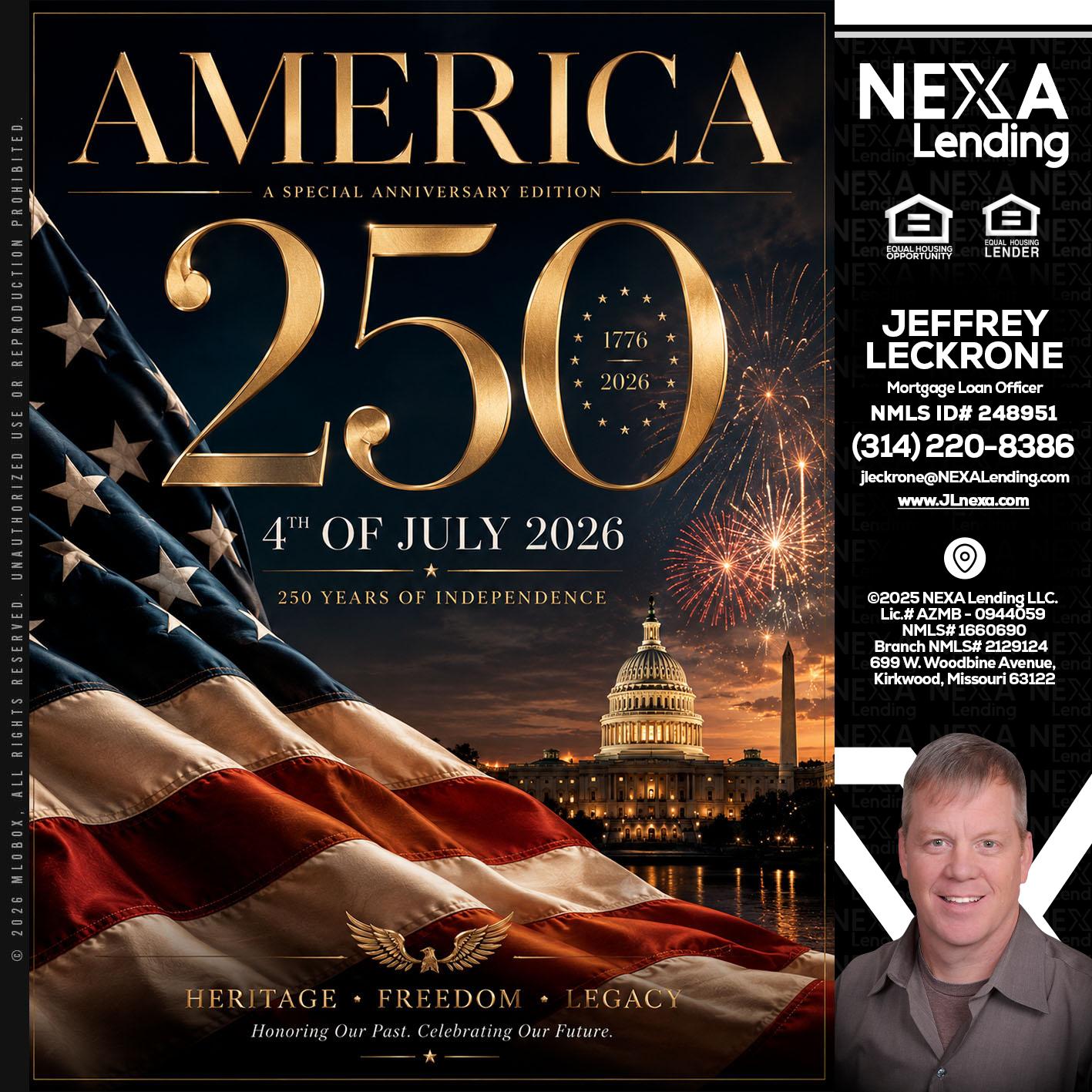 AMERICA 250 TH - Jeffrey Leckrone -Mortgage Loan Originator