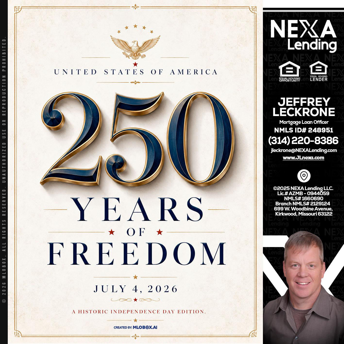 250 YEARS - Jeffrey Leckrone -Mortgage Loan Originator