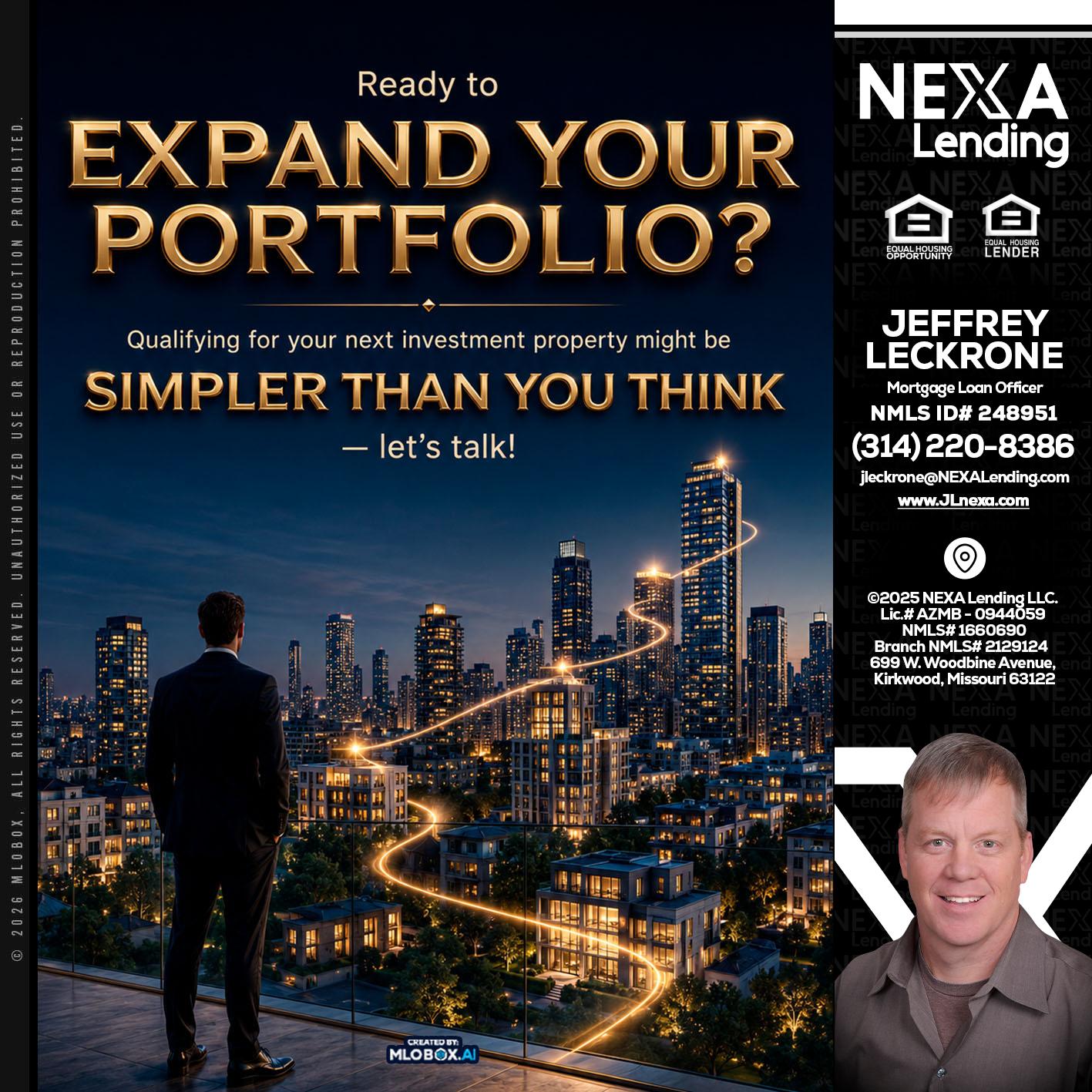 expand you portfolio - Jeffrey Leckrone -Mortgage Loan Originator