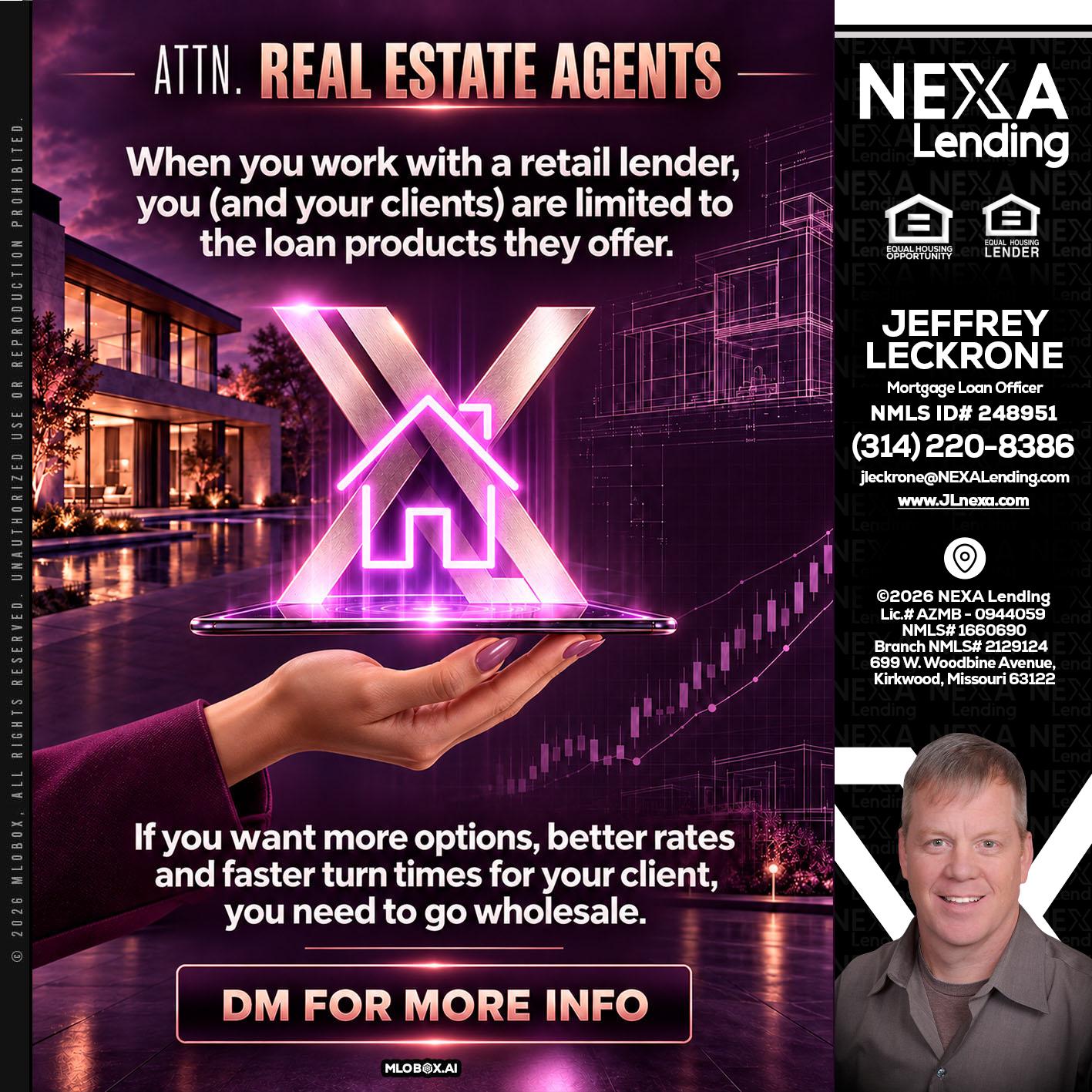 REAL ESTATE AGENTS - Jeffrey Leckrone -Mortgage Loan Originator