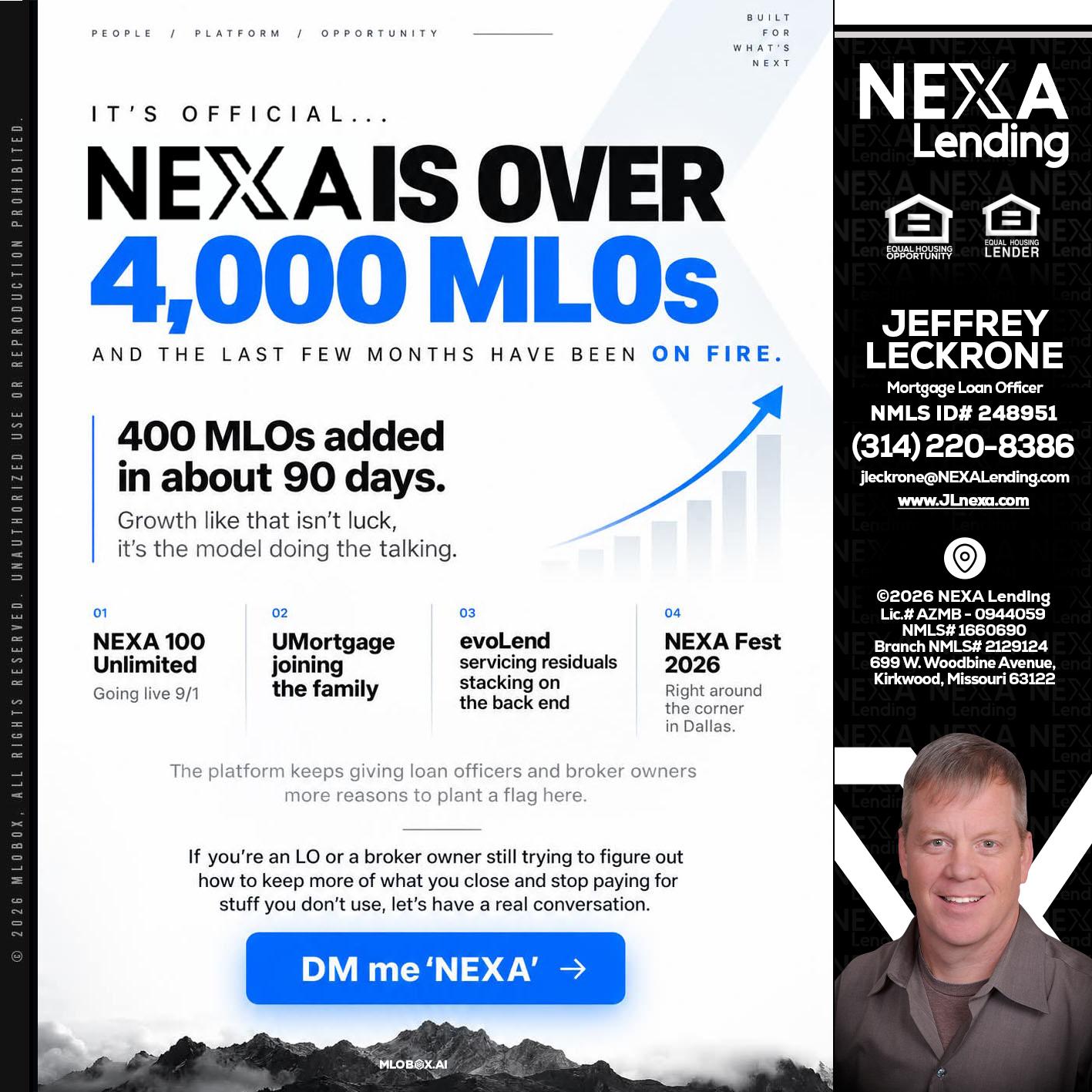 NEXA IS OVER 4000 MLOs - Jeffrey Leckrone -Mortgage Loan Originator