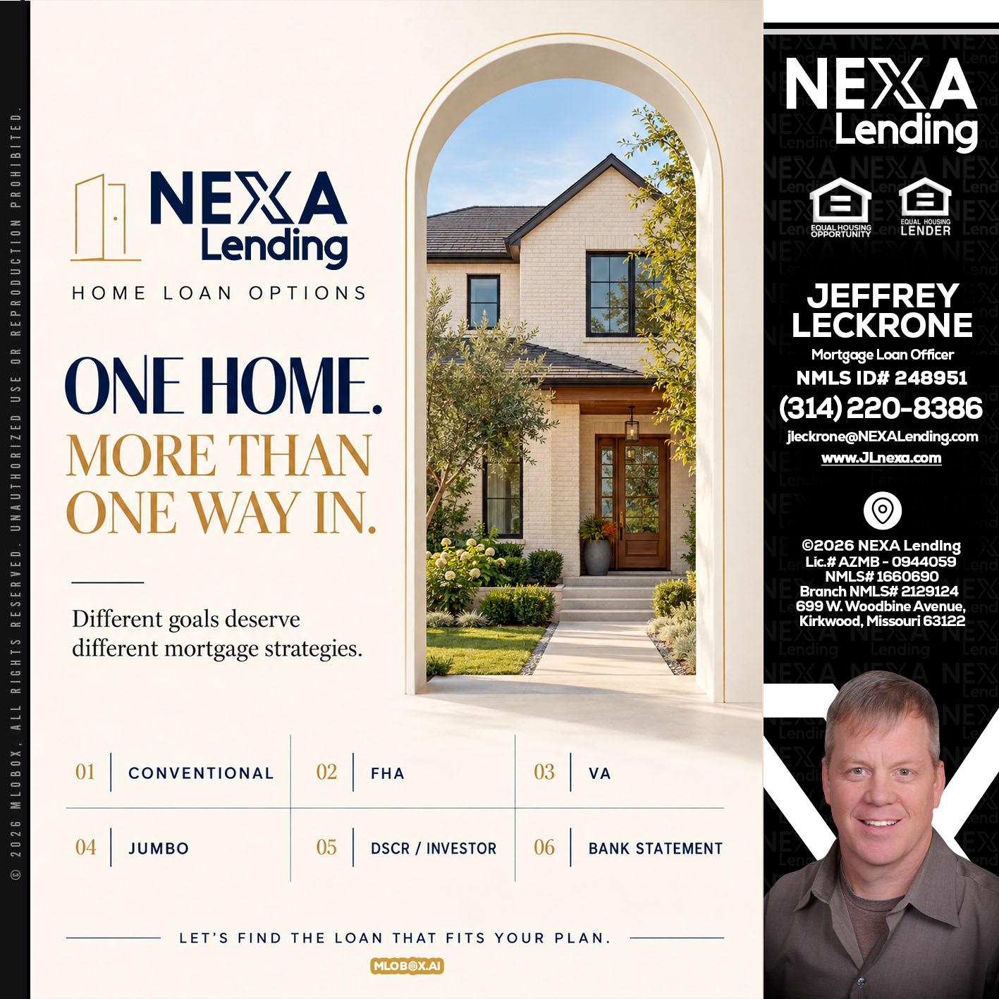 ONE HOME - Jeffrey Leckrone -Mortgage Loan Originator