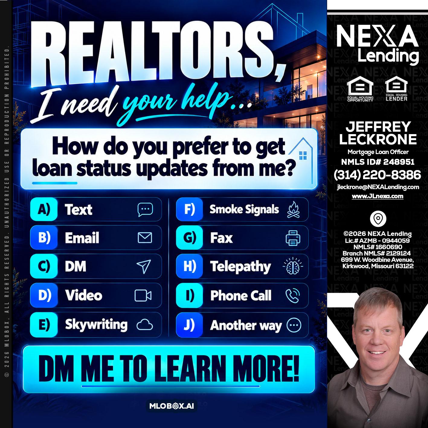 REALTORS - Jeffrey Leckrone -Mortgage Loan Originator